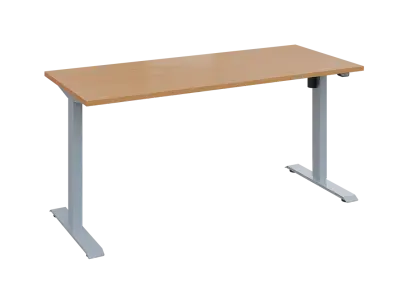 Flexi 27-16 výškově nastavitelný stůl, kovová podnož stříbrná, deska 25 mm, široký 1600 mm, buk royal